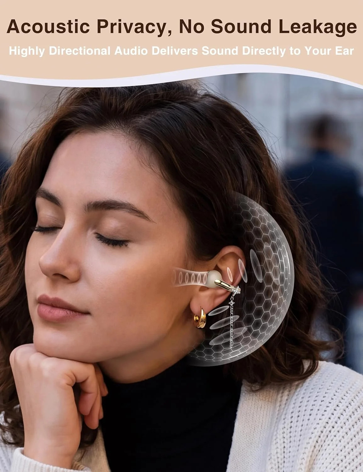Open Ear Headphones with Dangling Star Jewelry Earrings, Wireless Bluetooth 6.0