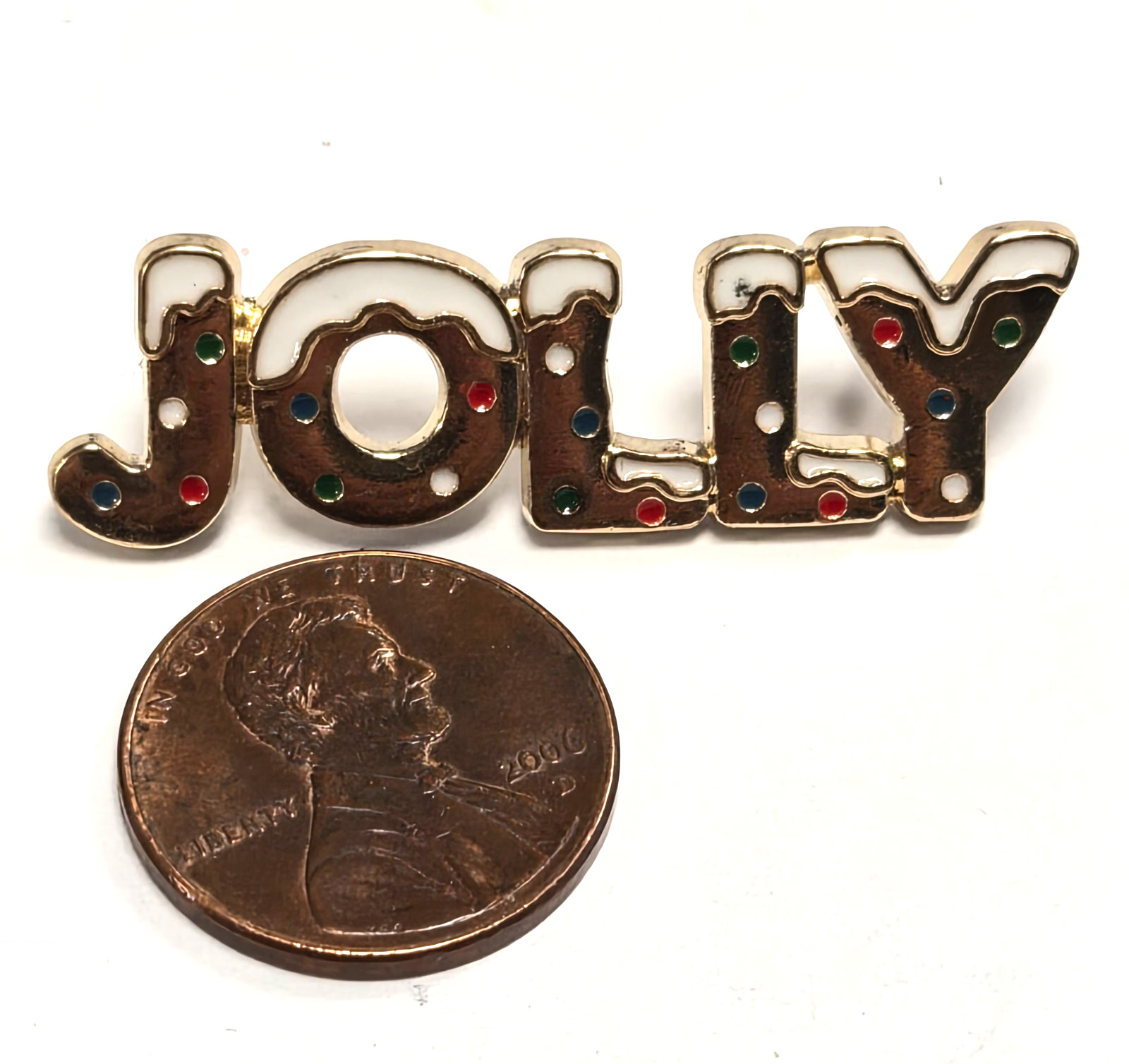Estate 3pc Holiday Time Jolly Christmas Wreath & Gift Lapel Pin / Brooch Set