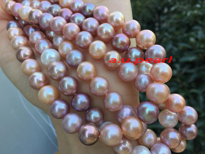 AAAAA long 48″ 12-14mm south sea white pink purple Multicolor pearl necklace 14k