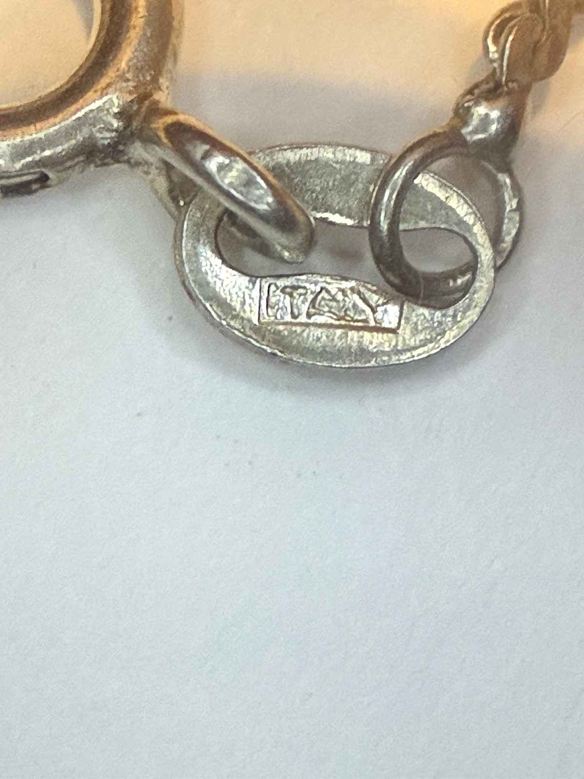 Vintage UnoAerre Italy 925 Sterling Silver Serpentine Flat Link Chain Bracelet7”