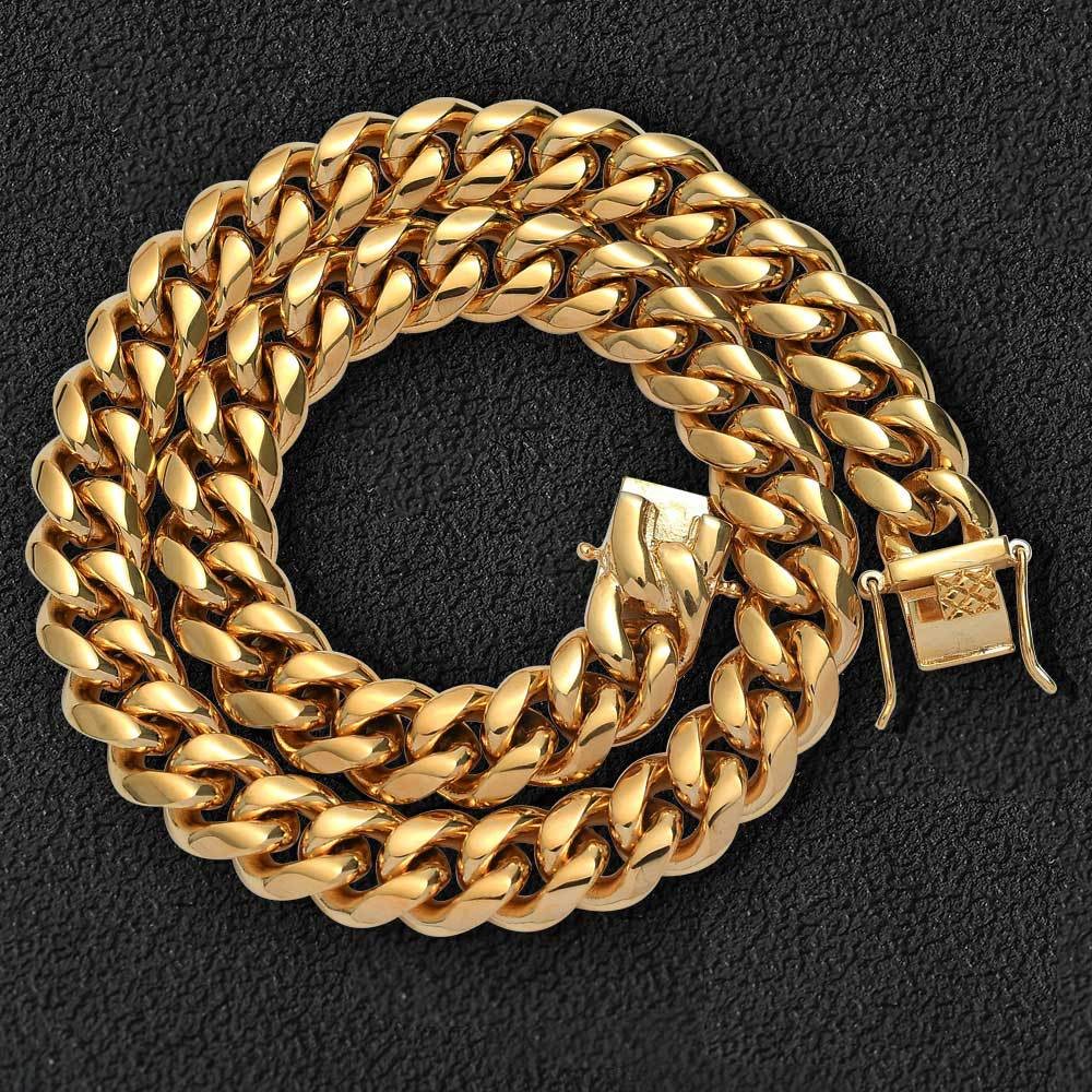 6-14mm Heavy Hip Hop Miami Cuban Link Bracelet Necklace Solid Stainless Steel