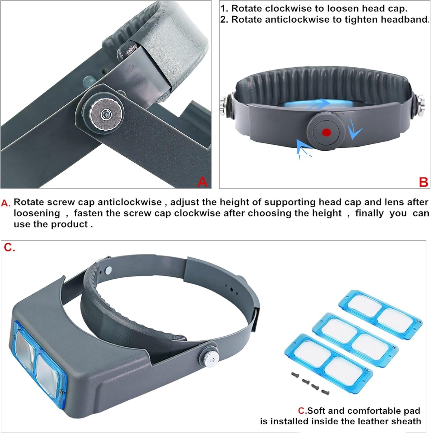 Optivisor Headband Magnifier Magnifying Glasses Close Work Headset Magnifying
