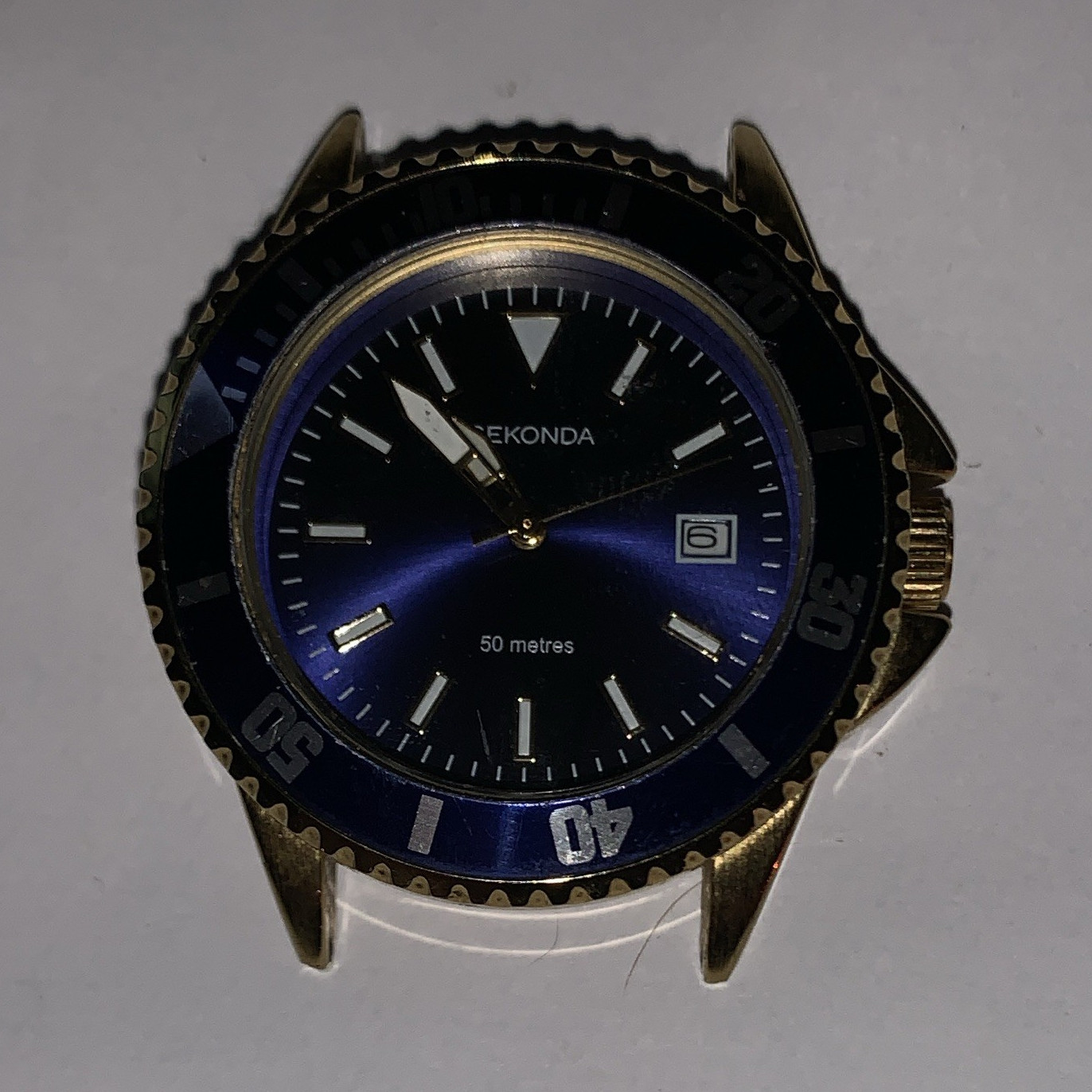 Sekonda Men’s Quartz Analogue Watch Blue/Black Dial Date WR50m Rotating Bezel