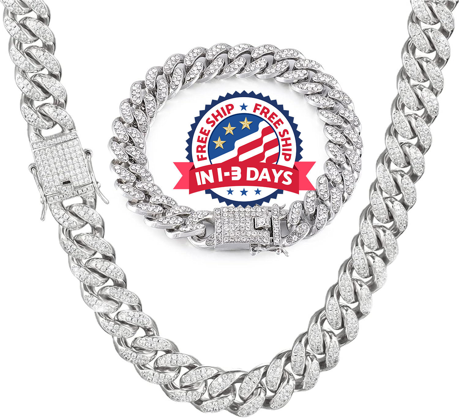 Cadenas de Titanium en Plata 925 Para Hombre Mujer Unisex Cadena Cubana Joyería