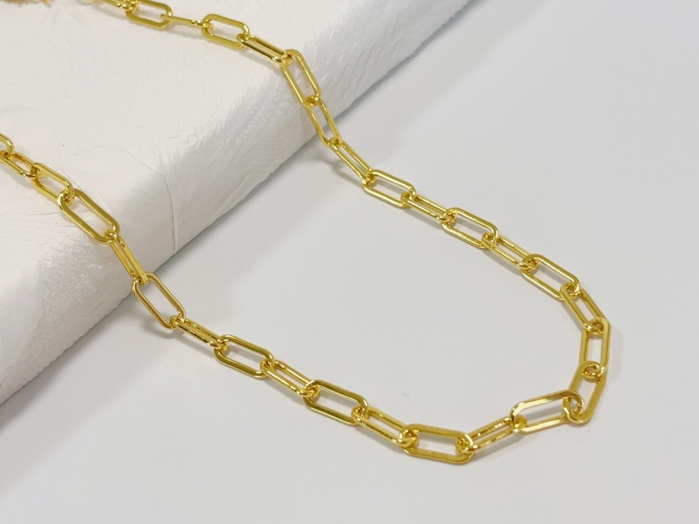 18k Yellow Gold 7mm Paperclip Chain Dainty Link Necklace Womens Mens 22″- 28″