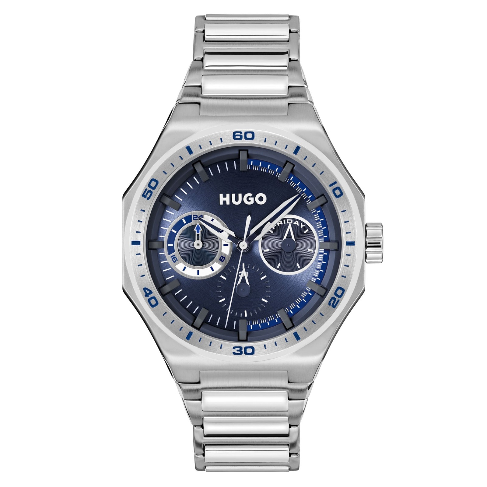 Hugo Boss Grail Sport 1530400 Men’s Blue Dial Silver Multifunction Watch New