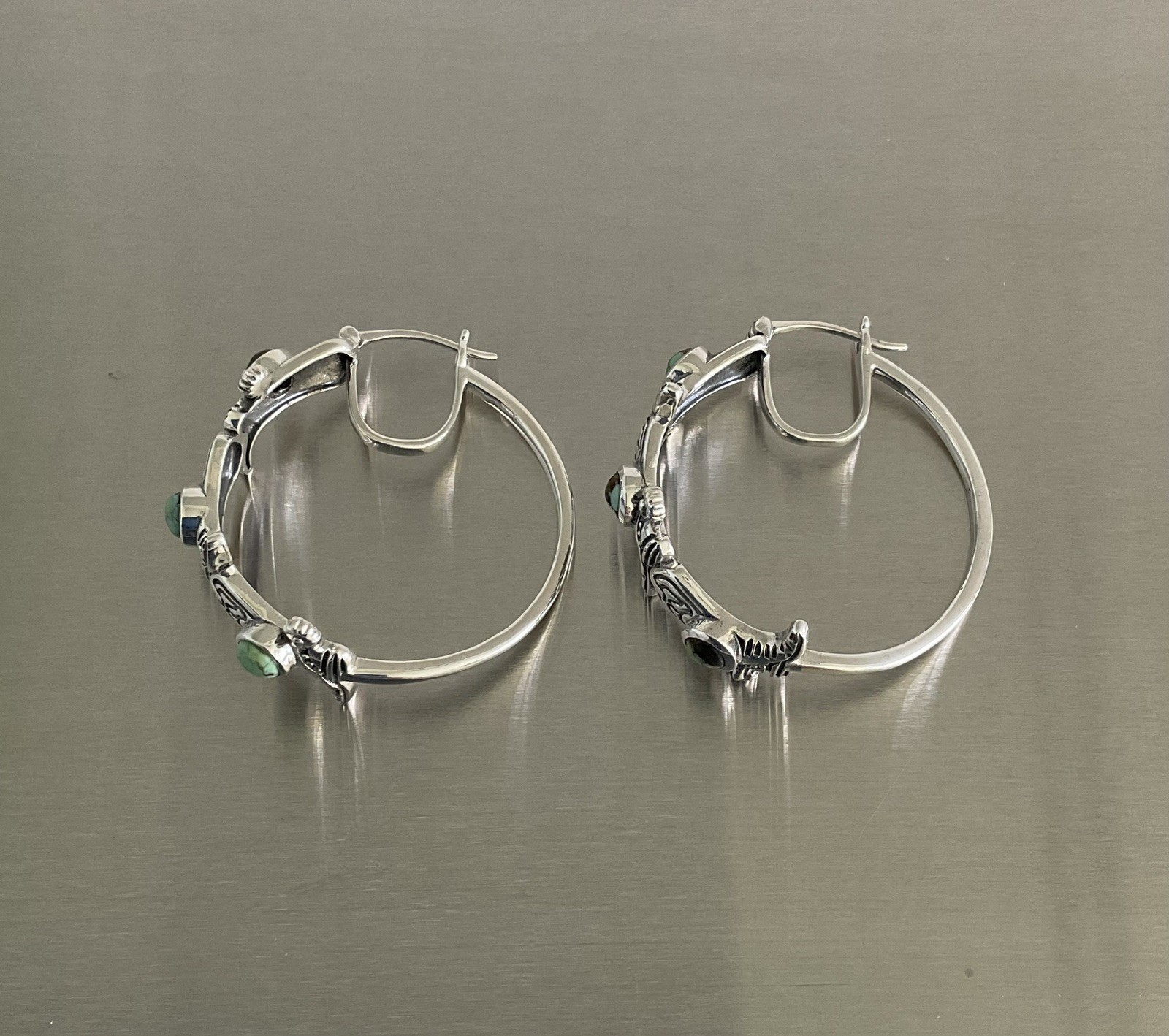 Triple Cowgirl Boot & 2.0 CTW Turquoise 1.25″ Hoop Earrings 925 Sterling Silver