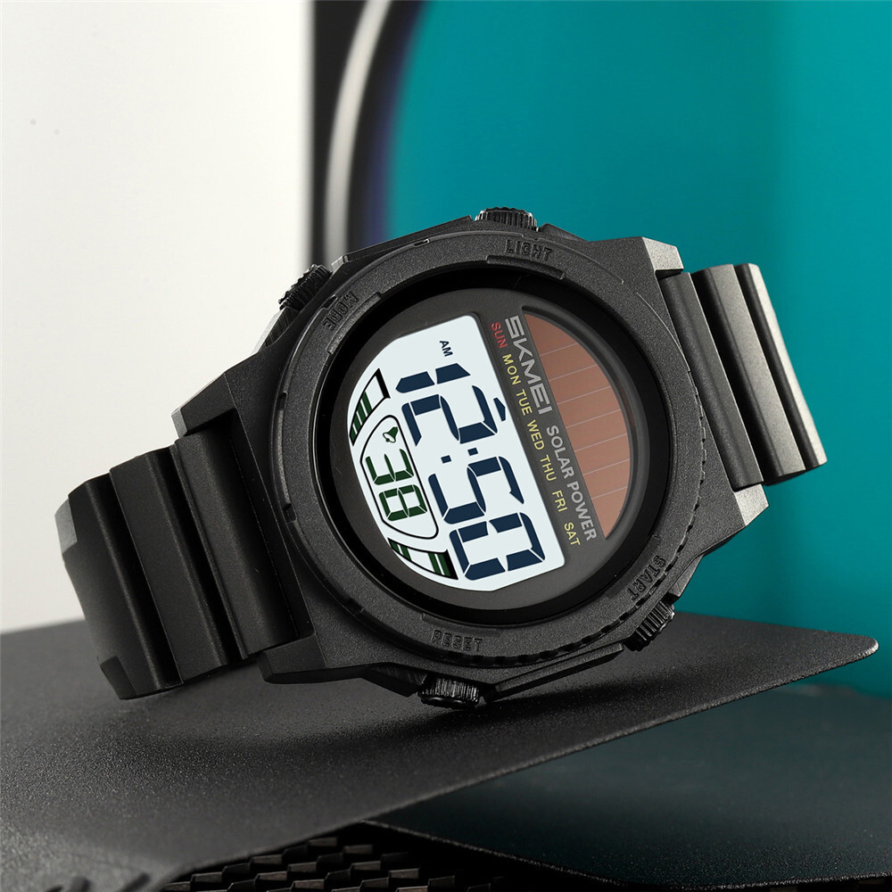 SKMEI Men Sport Watch Solar Power Wristwatch LED Boys Countdown Digital Watches