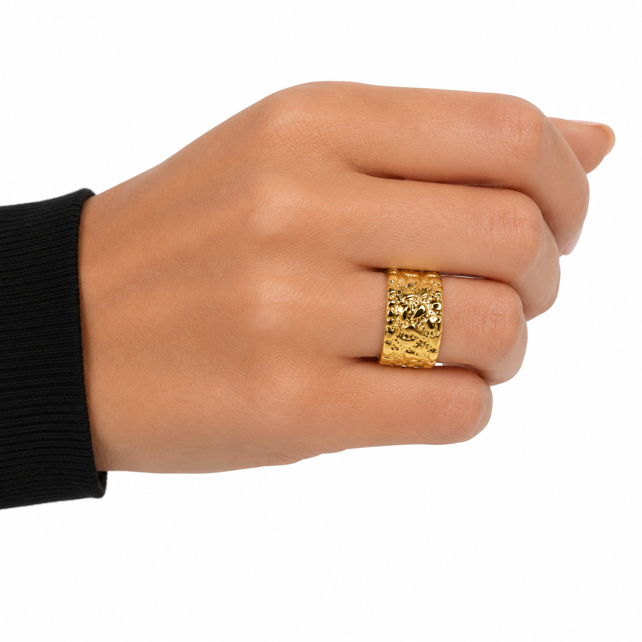 Italian 1/200 14k Yellow Gold Oro Nugget Ring Anillo Men Women