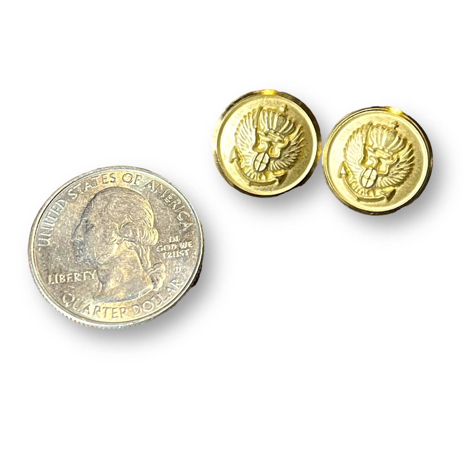 Vintage Military Cuff Links Gold Tone Eagle Crown Anchor Cufflinks French Cuff