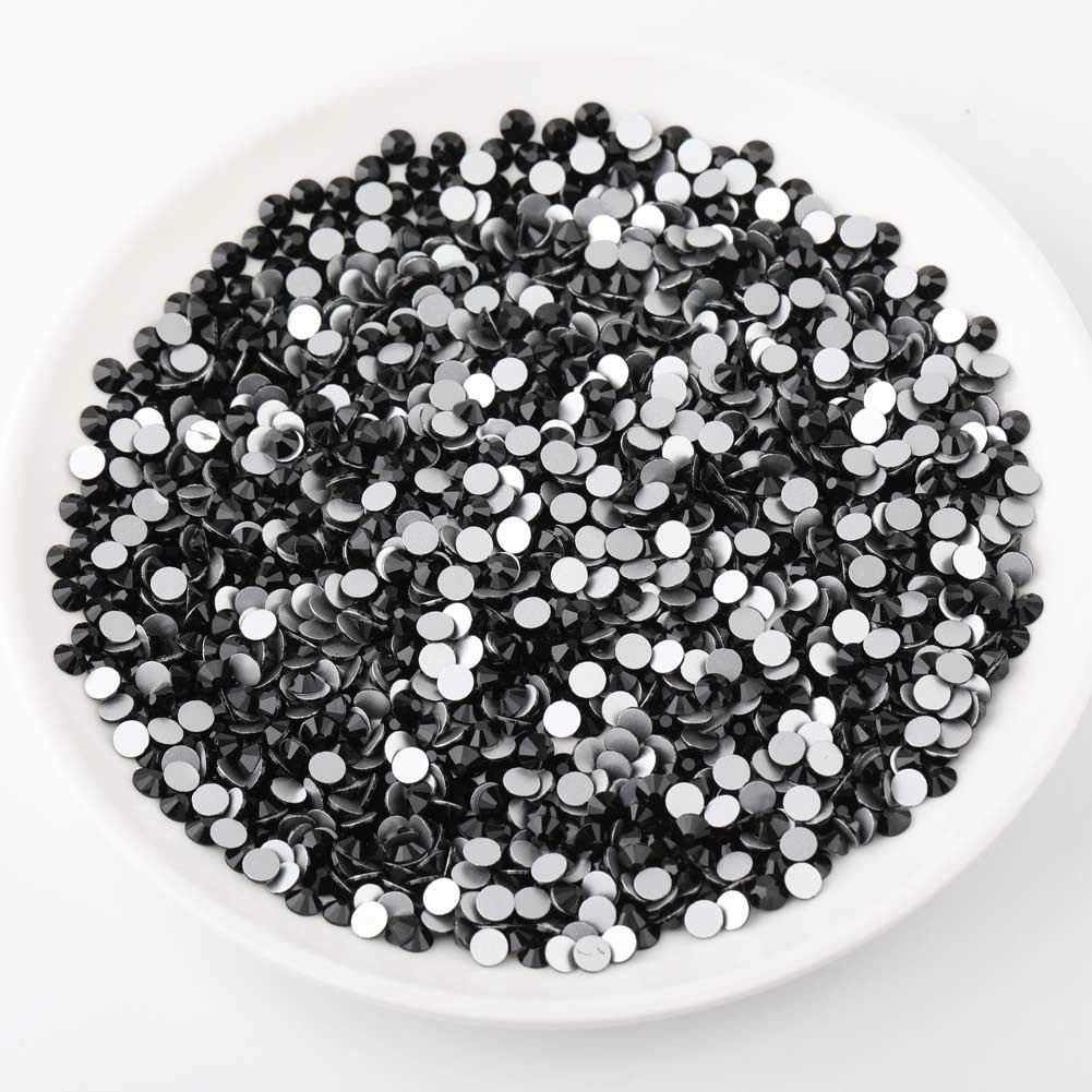 Versatile 1440-Piece Jet Black Flat Back Rhinestones for Crafting & Accessories