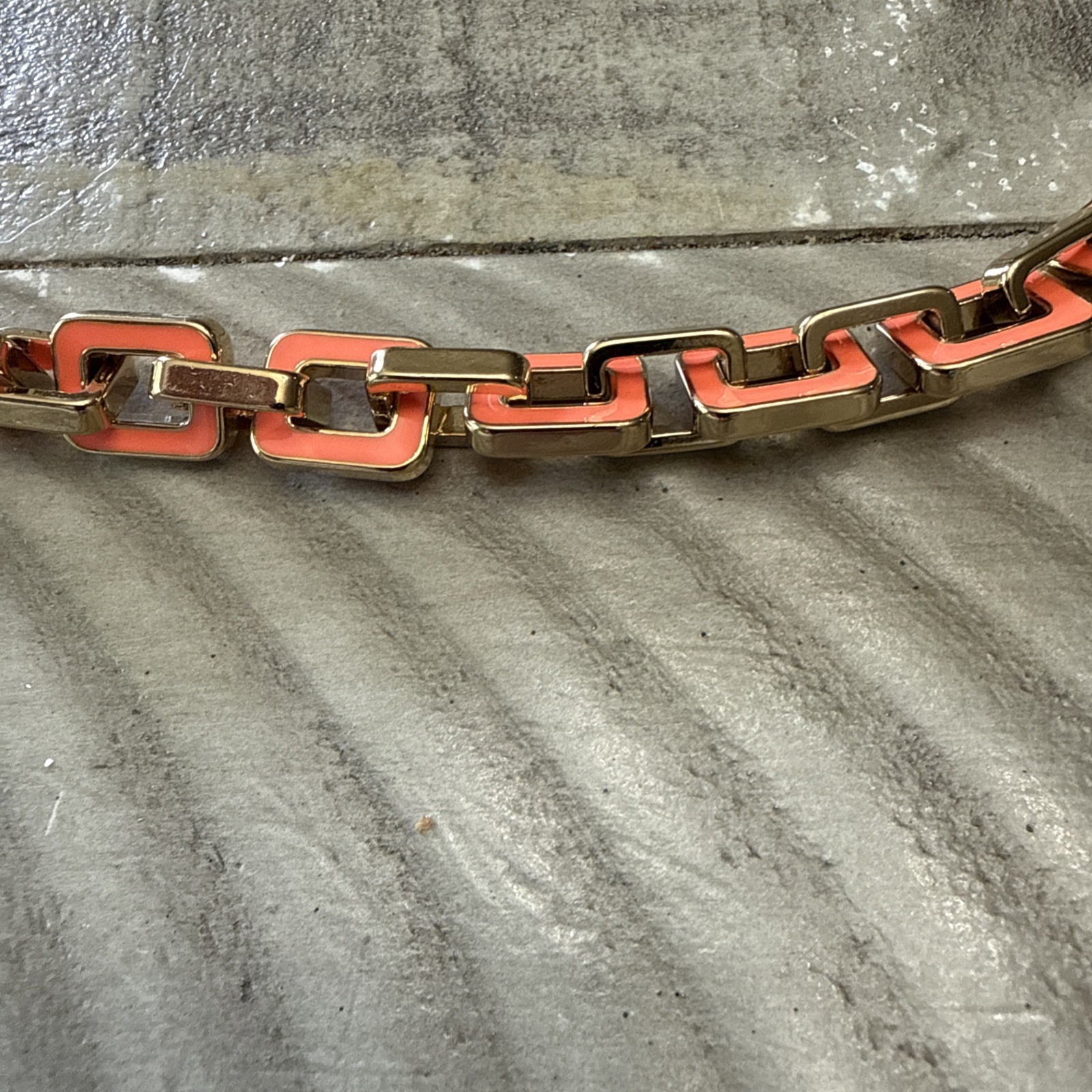 Ann Taylor Coral Enamel Link Necklace & Bracelet Set
