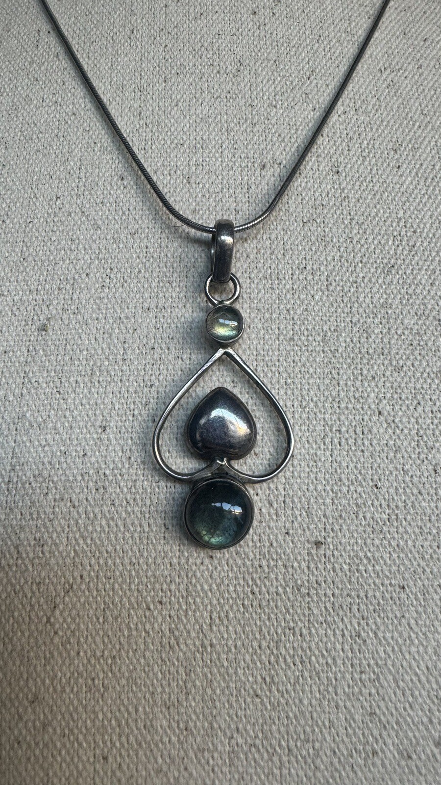 Labradorite 925 Sterling Silver Heart Pendant/Chain #4
