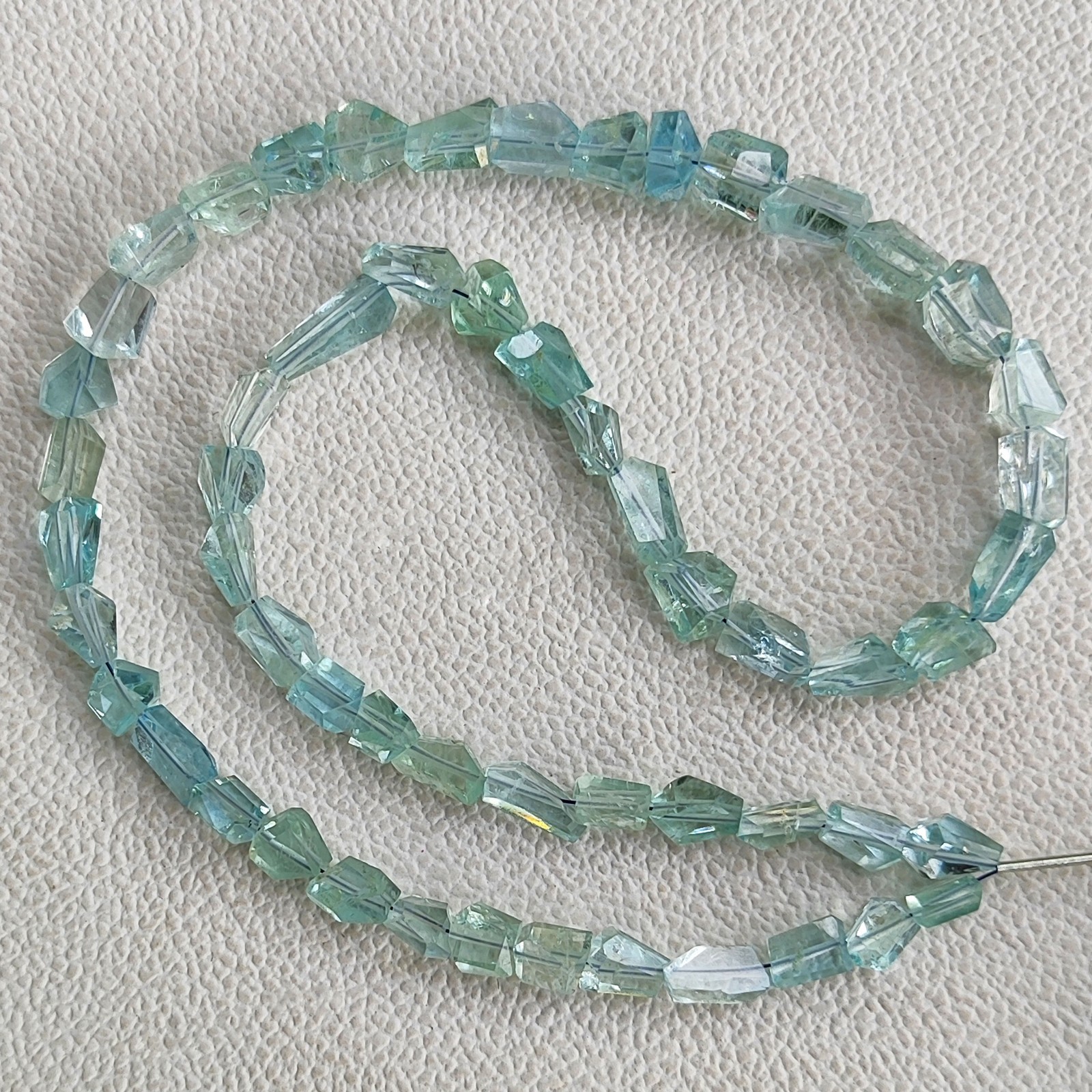 8-9mm Natural Aquamarine Faceted Nugget Beads 17″ Strand Brazil Gemstones