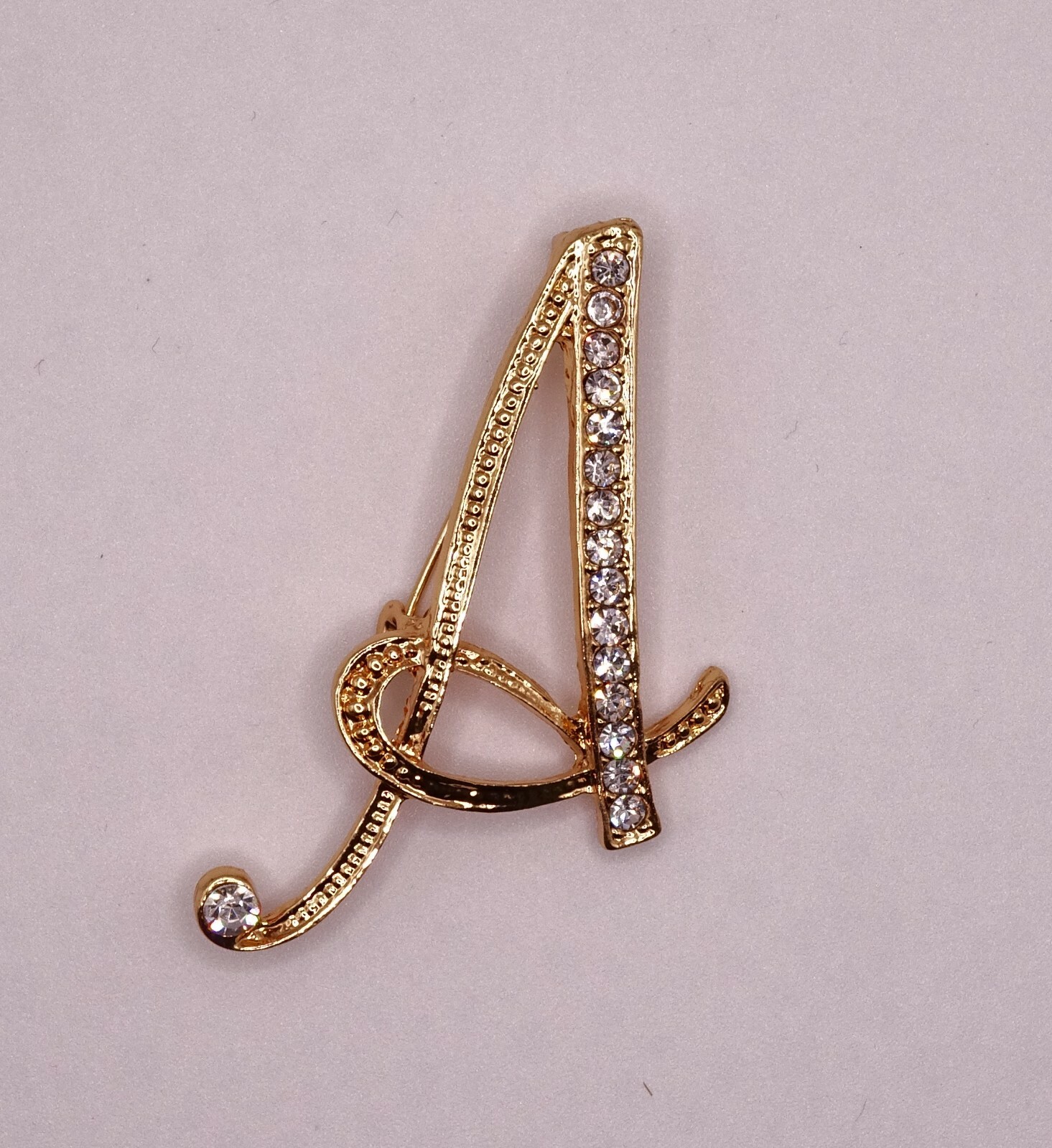 Diamante Gold Initial Letter A Fashion Brooch Pin Brand New FREE P&P