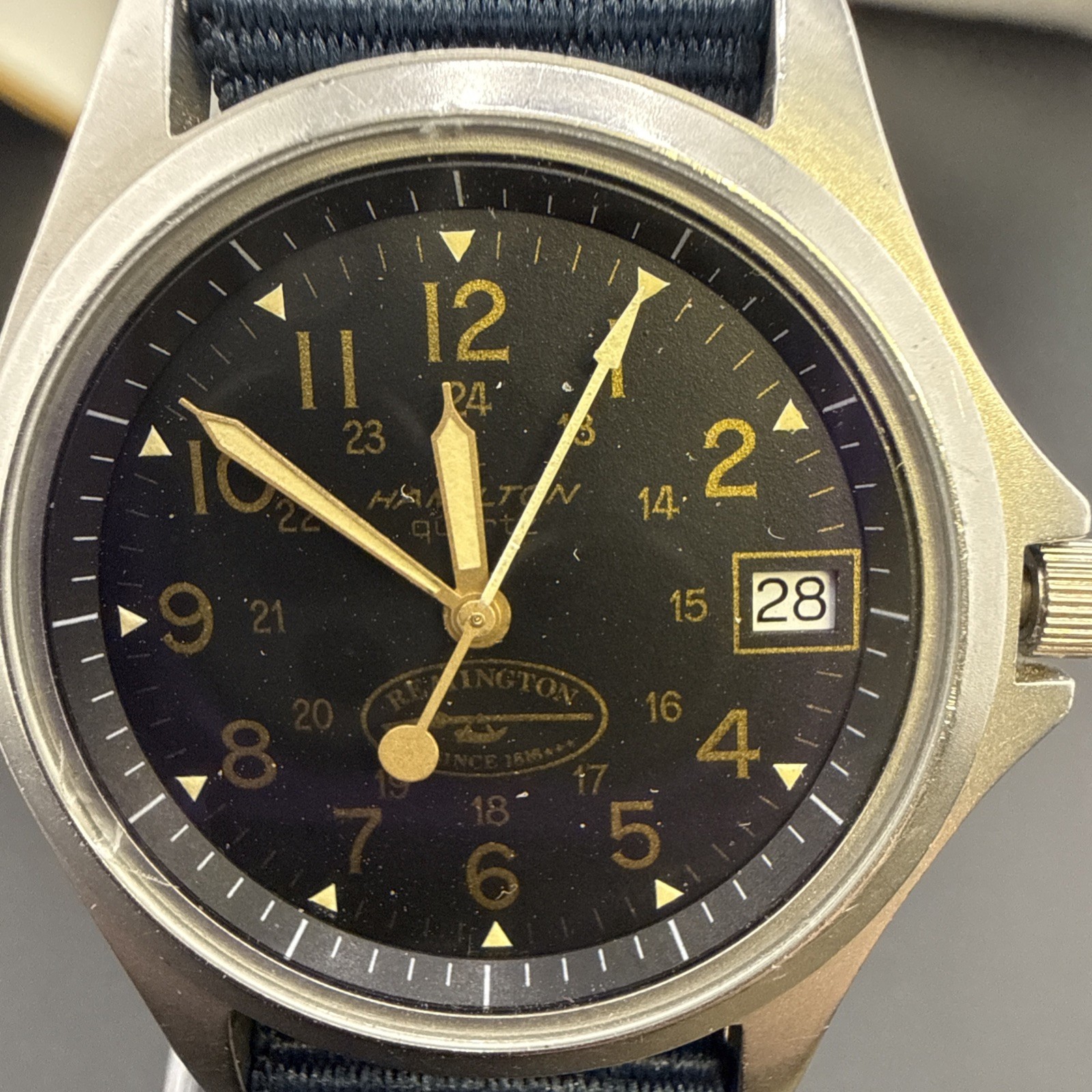 Rare 80s Mens Hamilton Khaki Field Remington Arms Company 9931 Movement See Pic