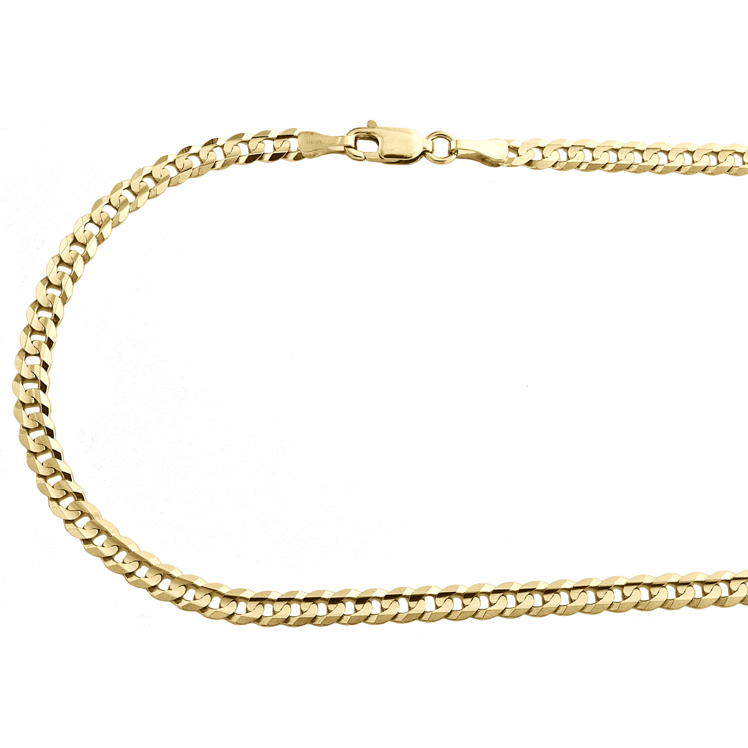 14K Yellow Gold 3.50mm Solid Plain Curb Cuban Chain Link Necklace 16 – 30 Inches