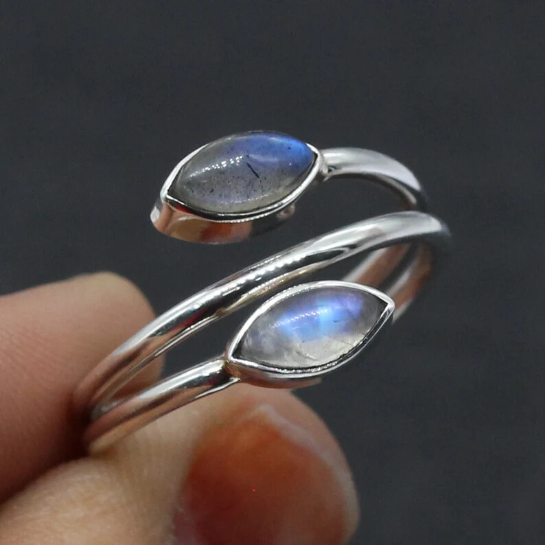 Moonstone 925 Sterling Silver Band &Statement Ring Handmade Ring All size-b-29
