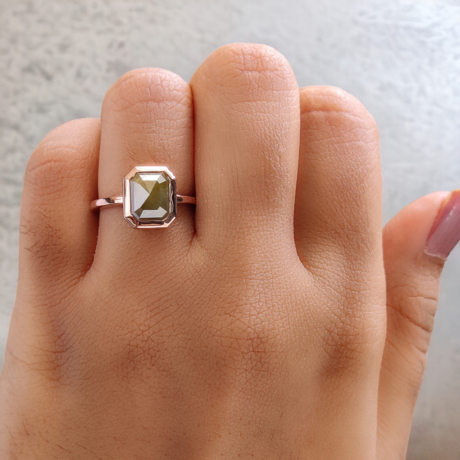 2.85 Ct Emerald Cut Yellow Color Diamond Ring 14K Rose Gold Engagement Gift Ring