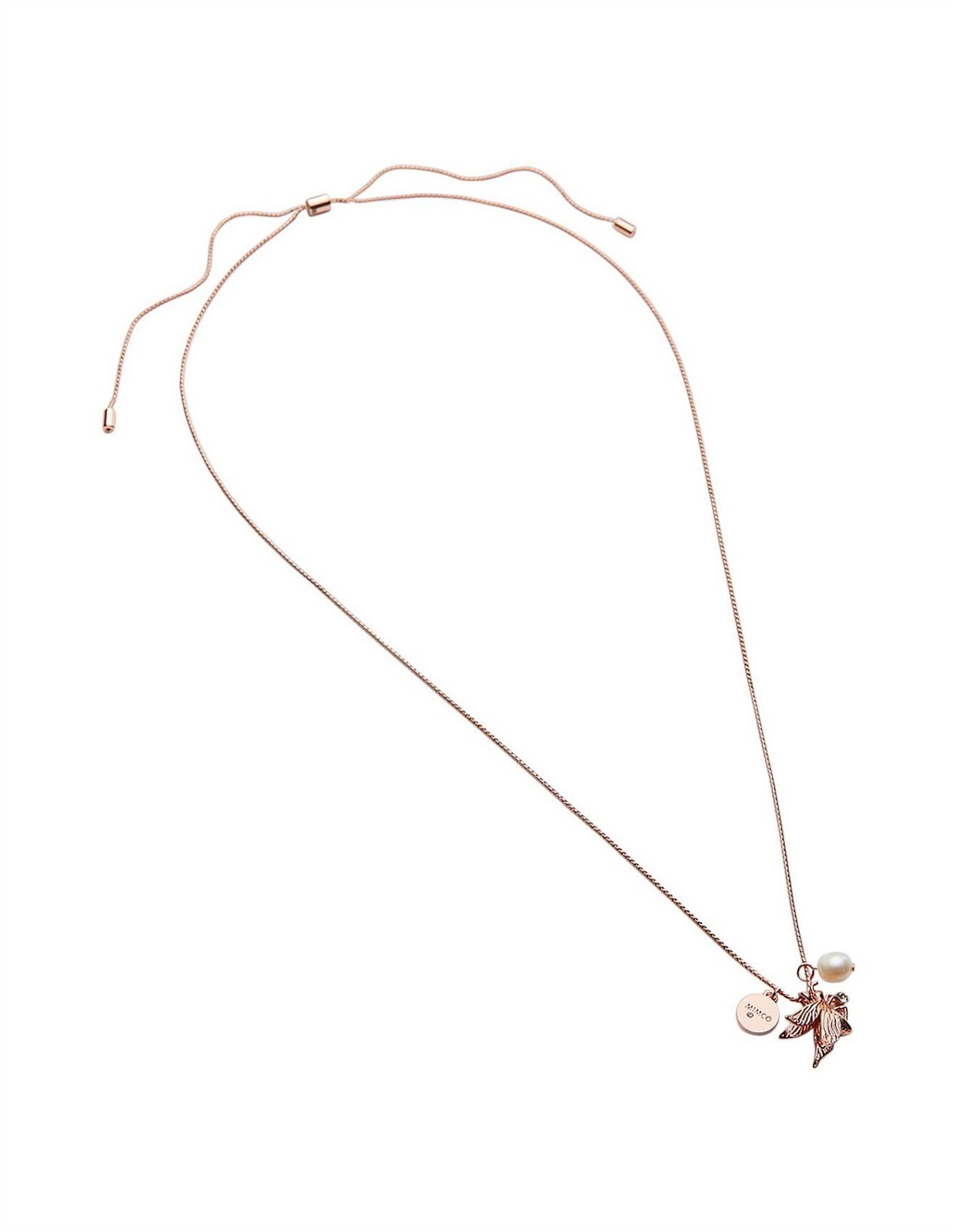 Mimco Firefly Charm Necklace Freshwater Pearl Rose Gold Silver Toned