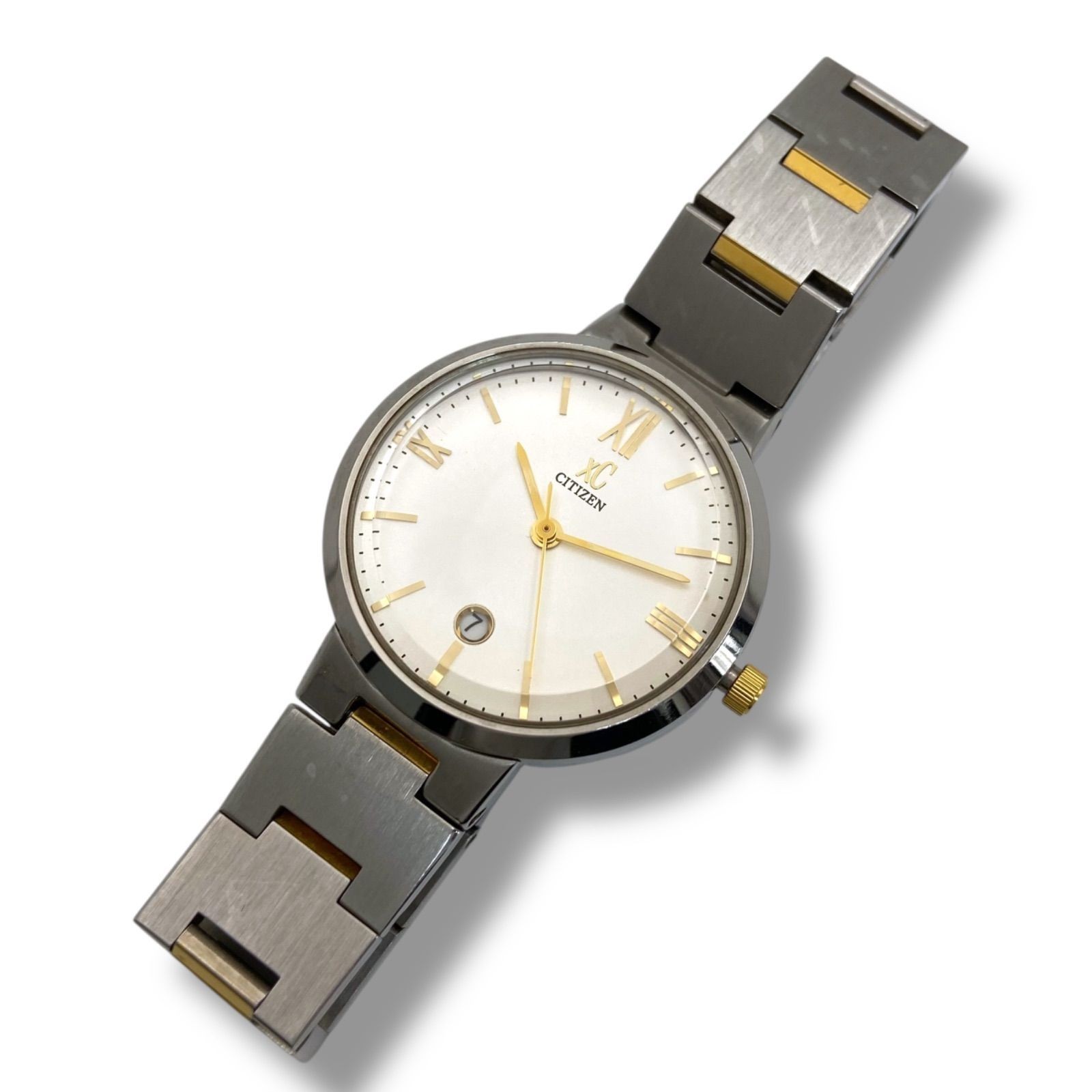 New Battery Working Citizen xC 4613 H07847 Analog Quartz Watch Date Silver Gold