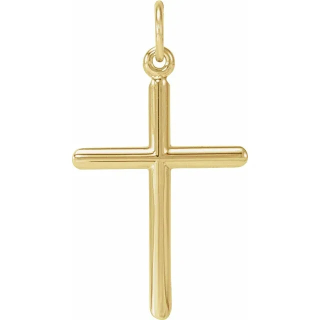 14K Gold Die-Struck Cross Pendant 22.9×12.5 mm w/ Gold-Filled Chain – Bestseller