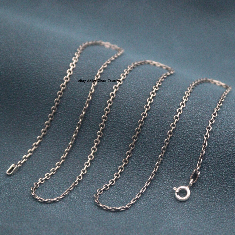 Real S925 Sterling Silver Chain 2mm Lucky O Link Necklace 3-4g 17.9inch