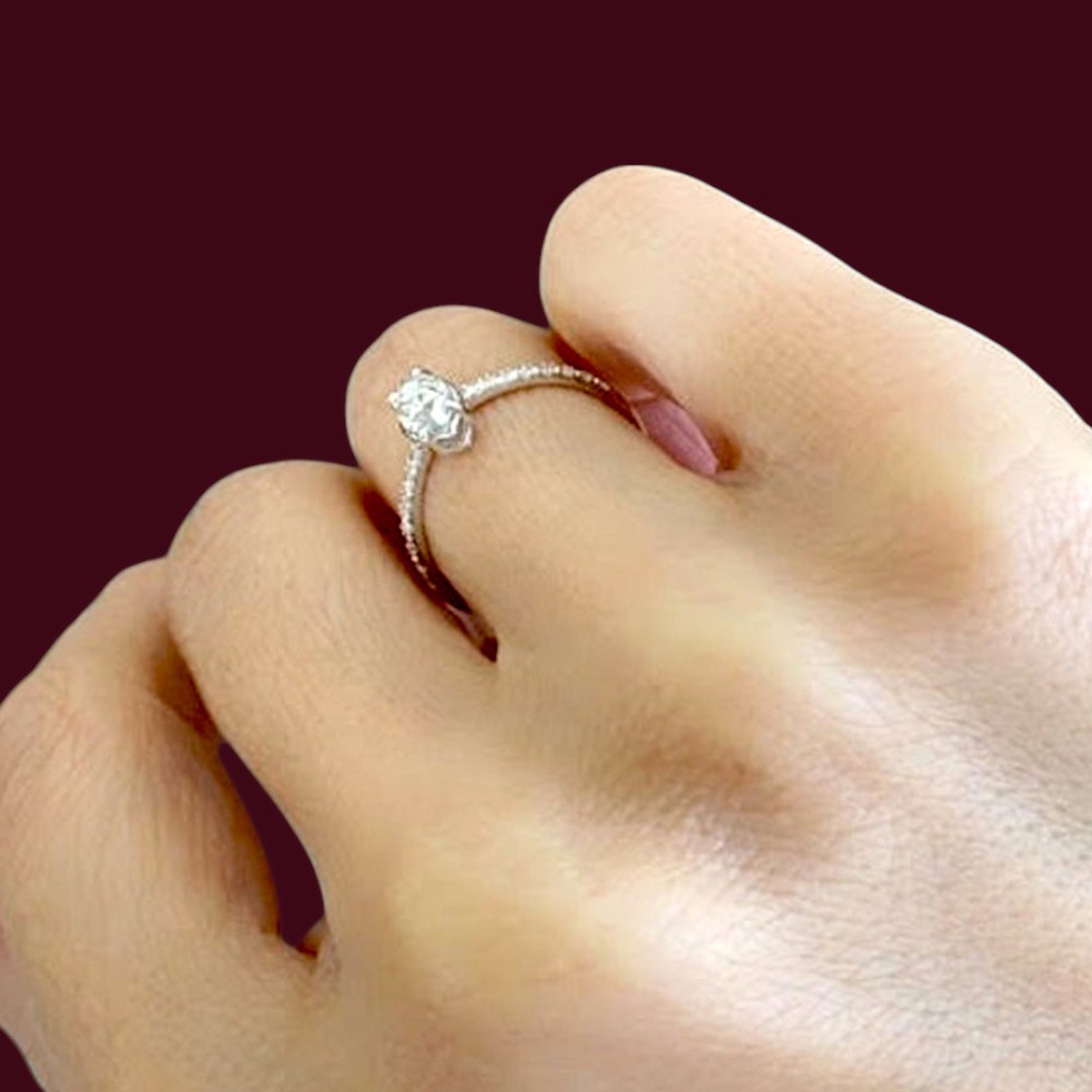 Diamond Ring Gold Lab Grown Designer Marquise Cut 18k White GLI E F 0.89 Carat