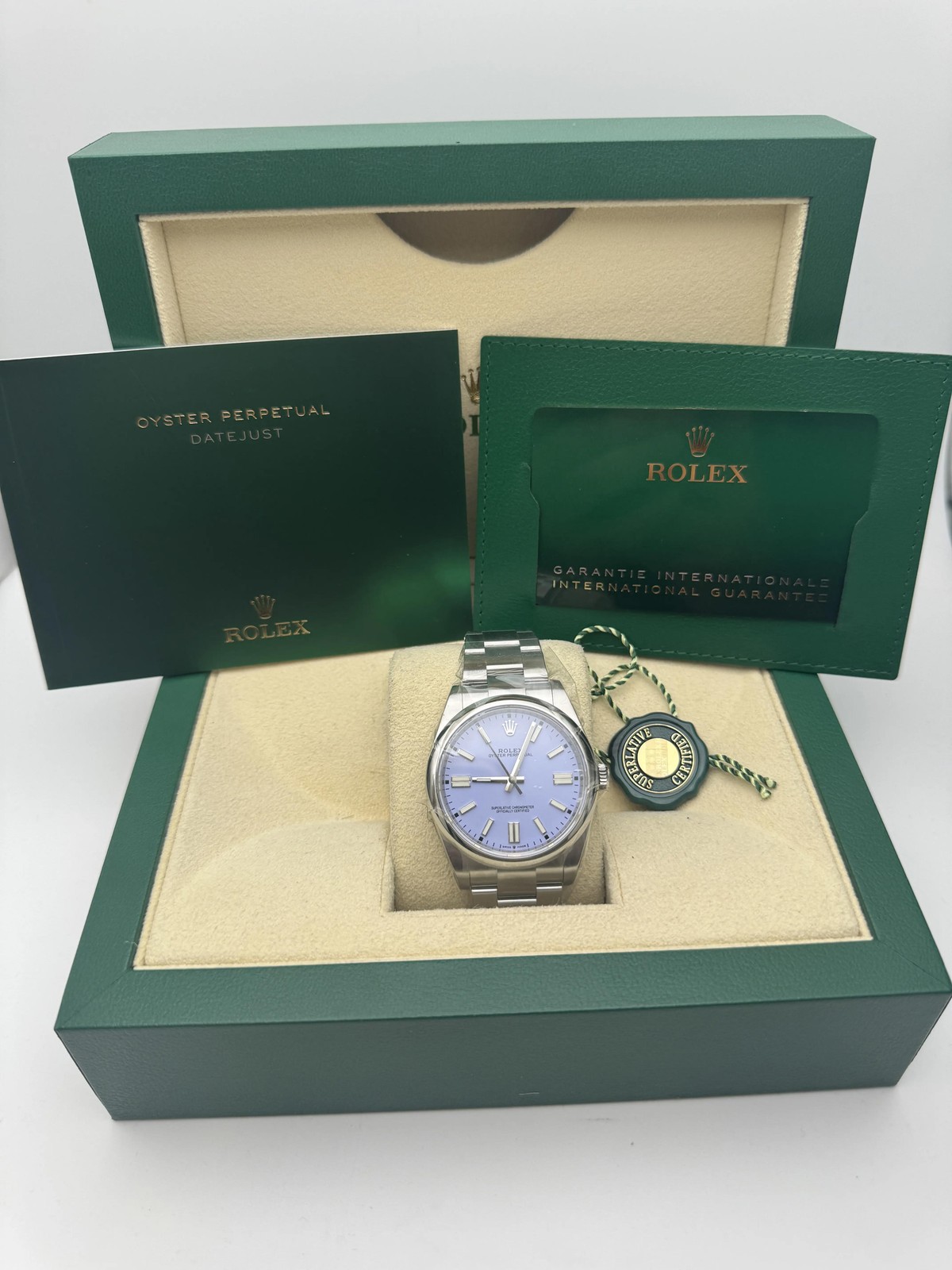 Rolex Oyster Perpetual 41mm 124300 Custom Lavender Dial Box & Papers + Original