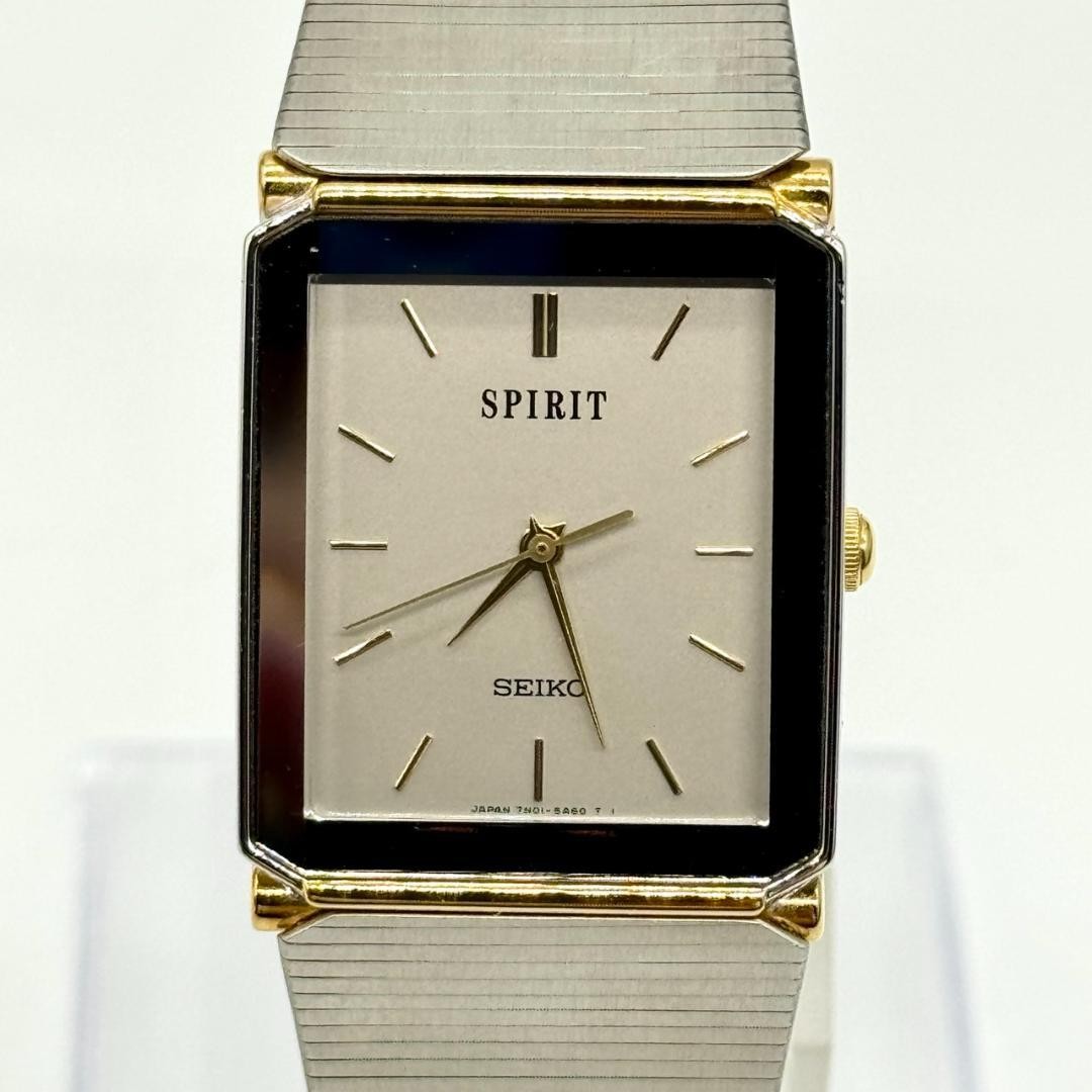 Working condition SEIKO SPIRIT wristwatch, gray dial, 3 hands, with box.