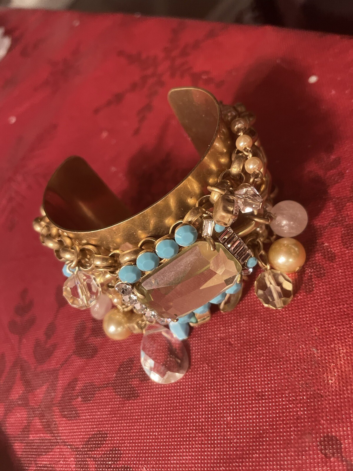 Bohemian CAROLEE GOLD TONE/GOLD CHAIN W/ BEADED CHARM CUFF BRACELET- JL97