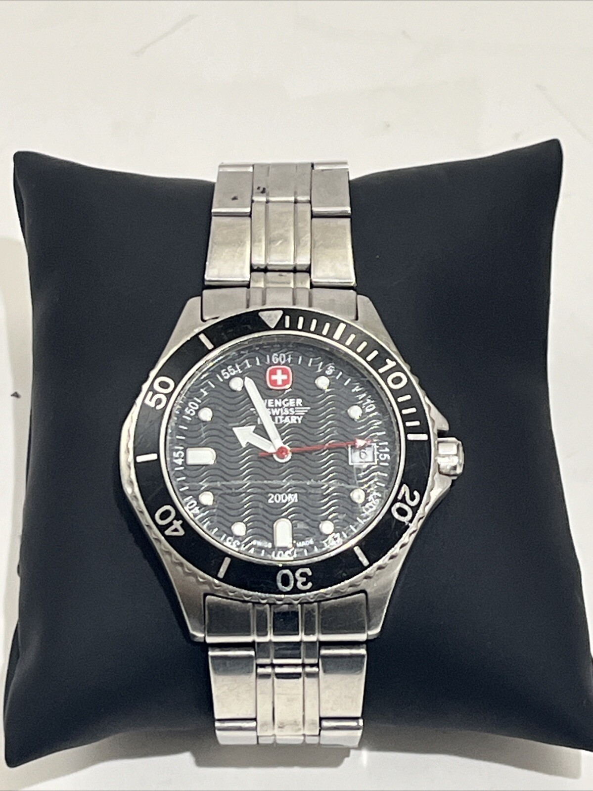 Wenger Swiss Military Men’s Black Dial Quartz 200m Dive Watch W/ New Battery