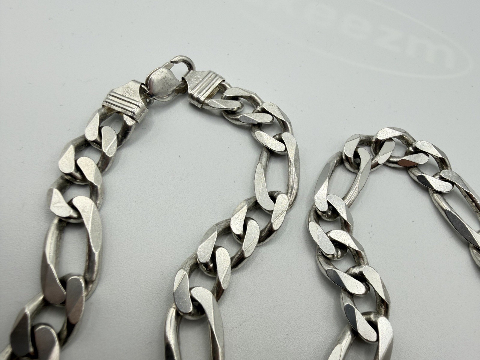 122g VTG Sterling Silver 925 Large Figaro Link Chain Necklace Heavy Size 21-1/2”
