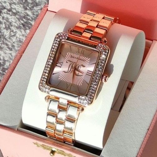 Juicy Couture Women’s Watch Pink Gold Pave Set Stylish Sparkling Quartz