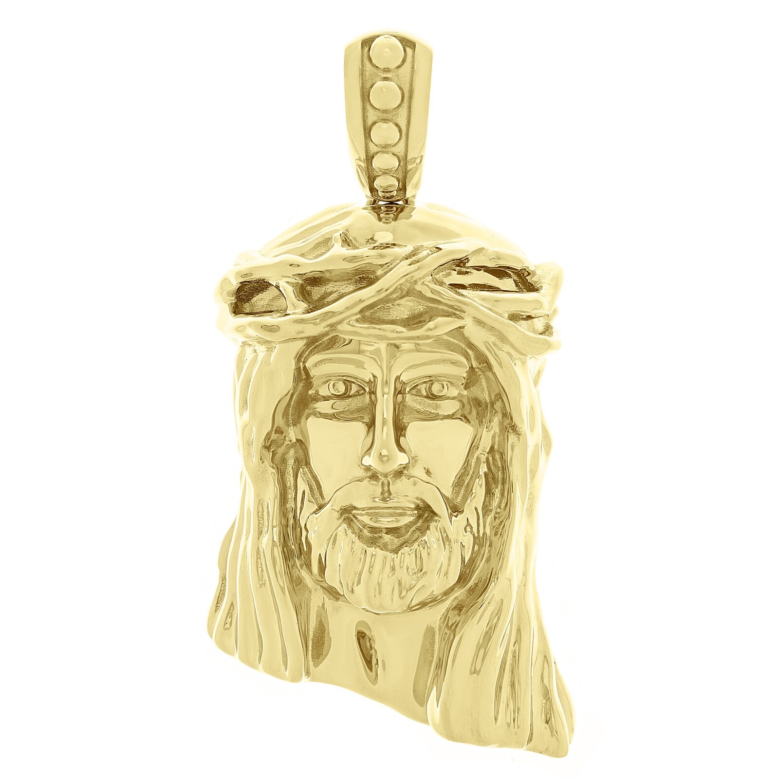 Italian 14k Yellow Gold Jesus Piece Jesus Christ Face Pendant 2.3″ 12.4 grams