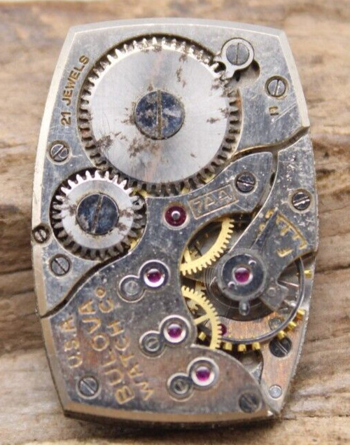 BULOVA 7AA WATCH MOVEMENT 21j 16.9×24.7mm FOR REPAIR (LC)