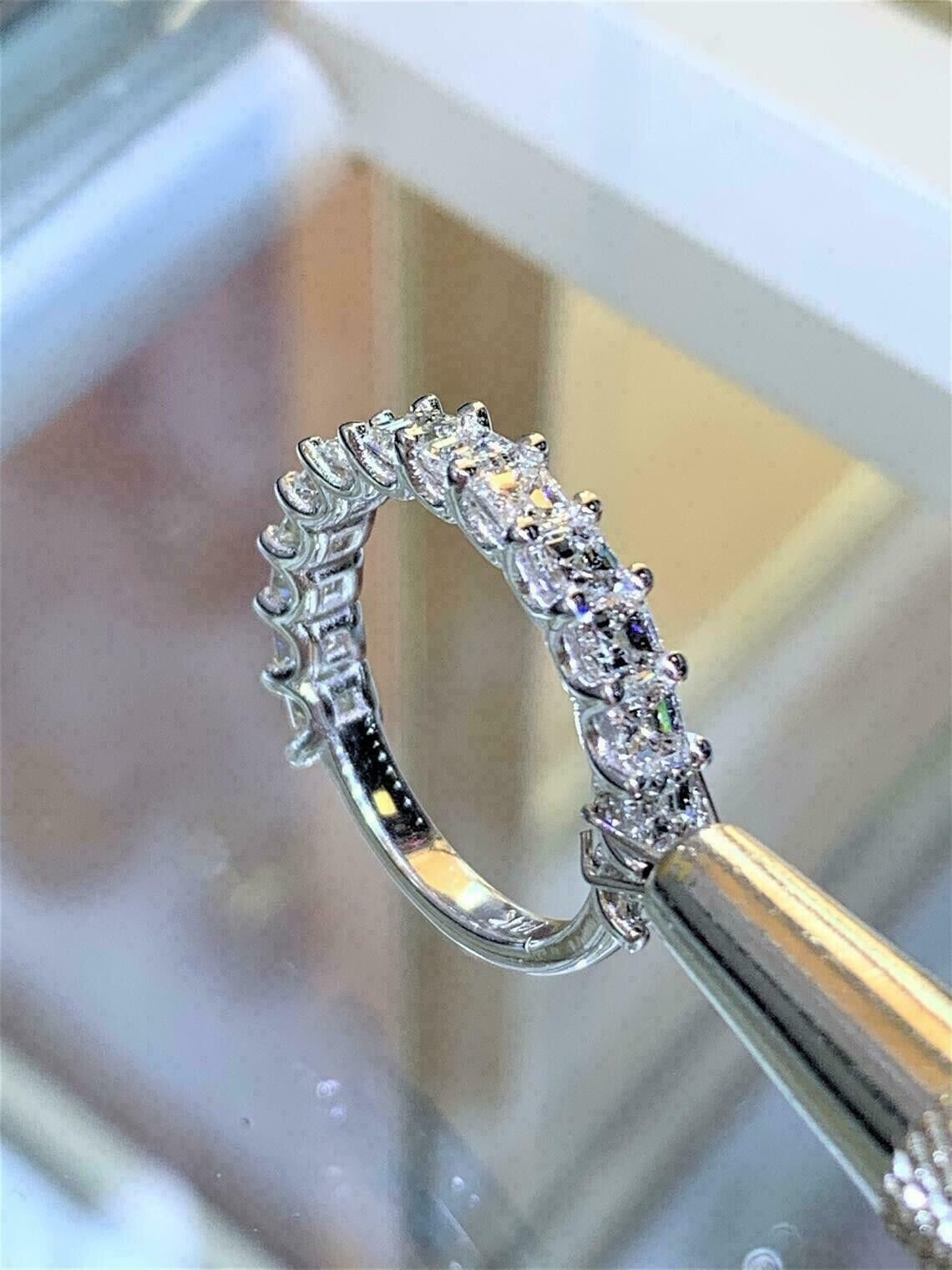 5.46Ctw White Asscher Cut Wedding Anniversary Band Ring In 925 Sterling Silver