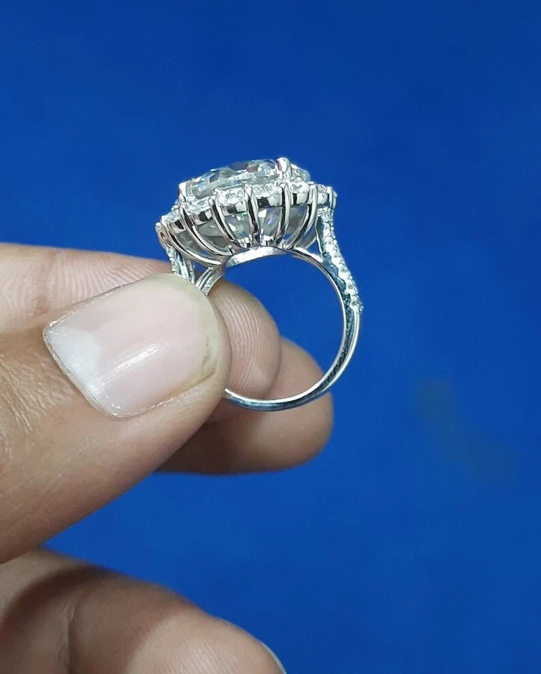 RARE 10.00 Ct Certified White Diamond Round Cut Solitaire Ring In 925 Silver