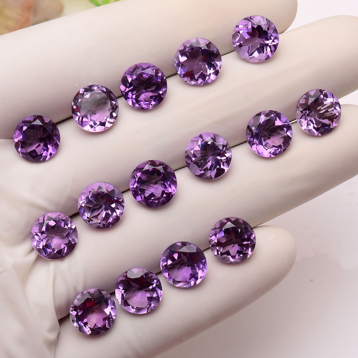 VVS 16 Pcs Natural Amethyst 10MM Top Grade Round Cut Sparkling Loose Gemstones