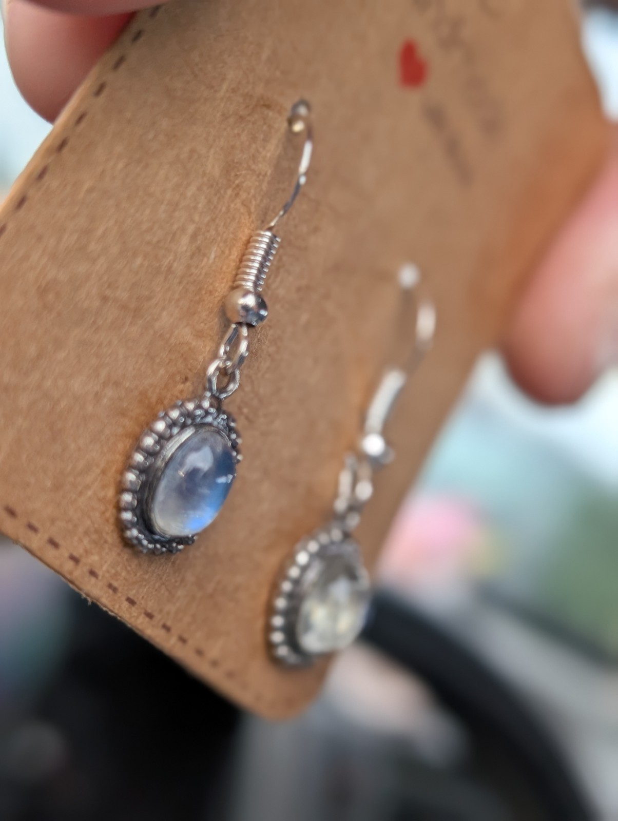 Oval Shaped Moonstone Drop Earrings sterling silver unique jewelry rare handmade