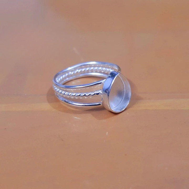 925 Sterling Silver 5x7mm Pear Bezel Ring Blank Triple Band Handmade DIY Jewelry