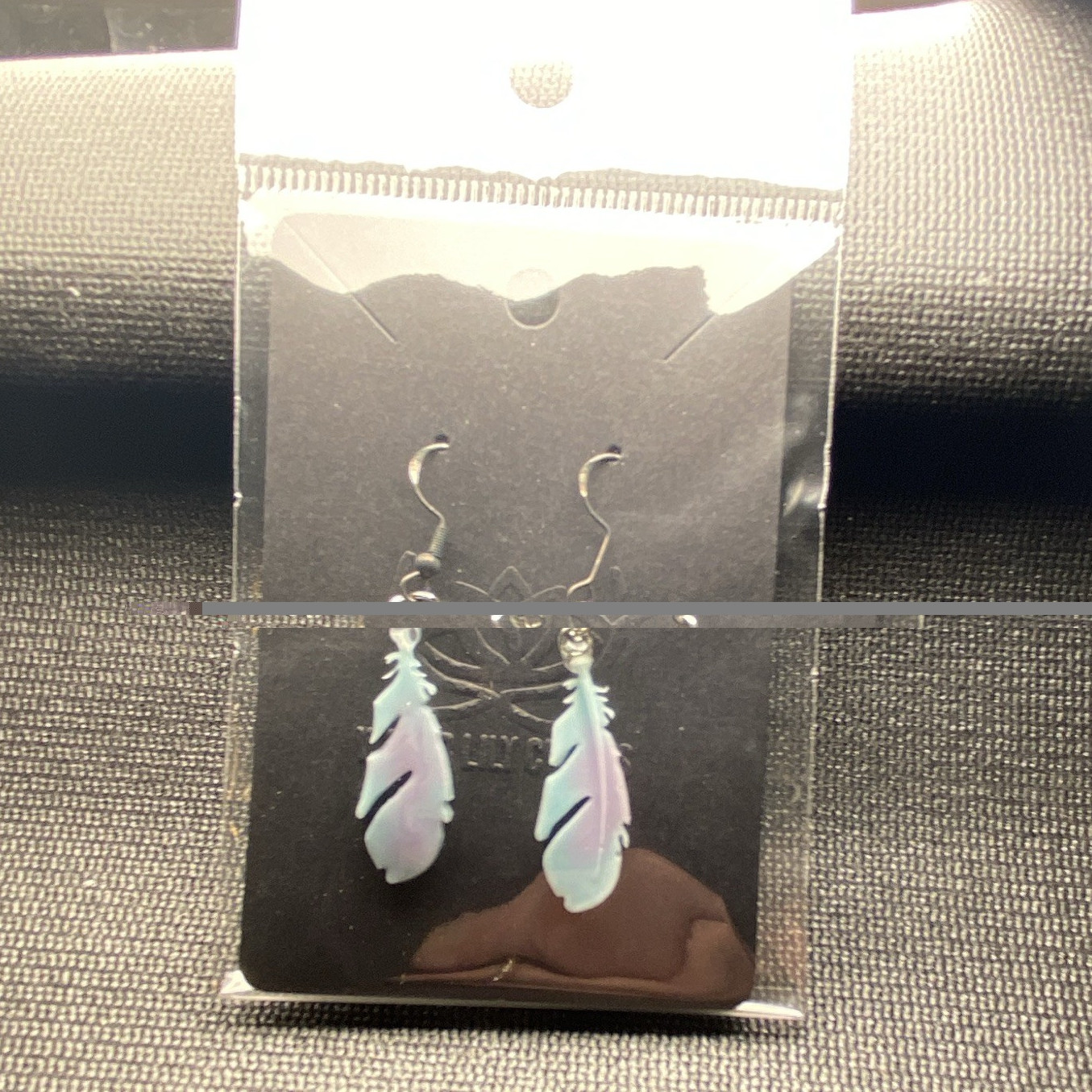 Multicolor Iridescent Feather Metal Dangle/Drop Hook Earrings for Lobe No Stone