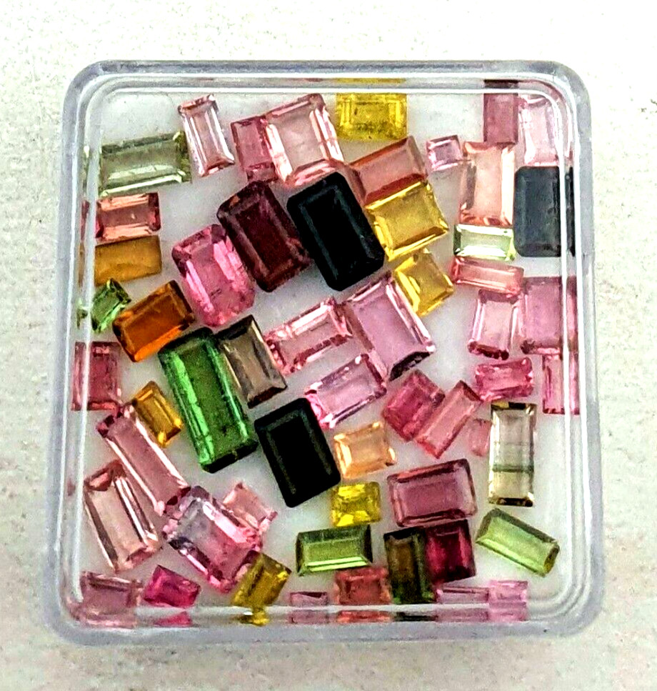 Natural Tourmaline Baguette Cut Gemstone Lot 40 Pcs 2.50×3-5.50×6.50 MM 10 CT