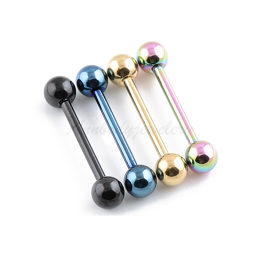 1pc 14 Gauge 16mm(5/8″) 5mm Ball Titanium Anodized Tongue Barbell Tongue Ring