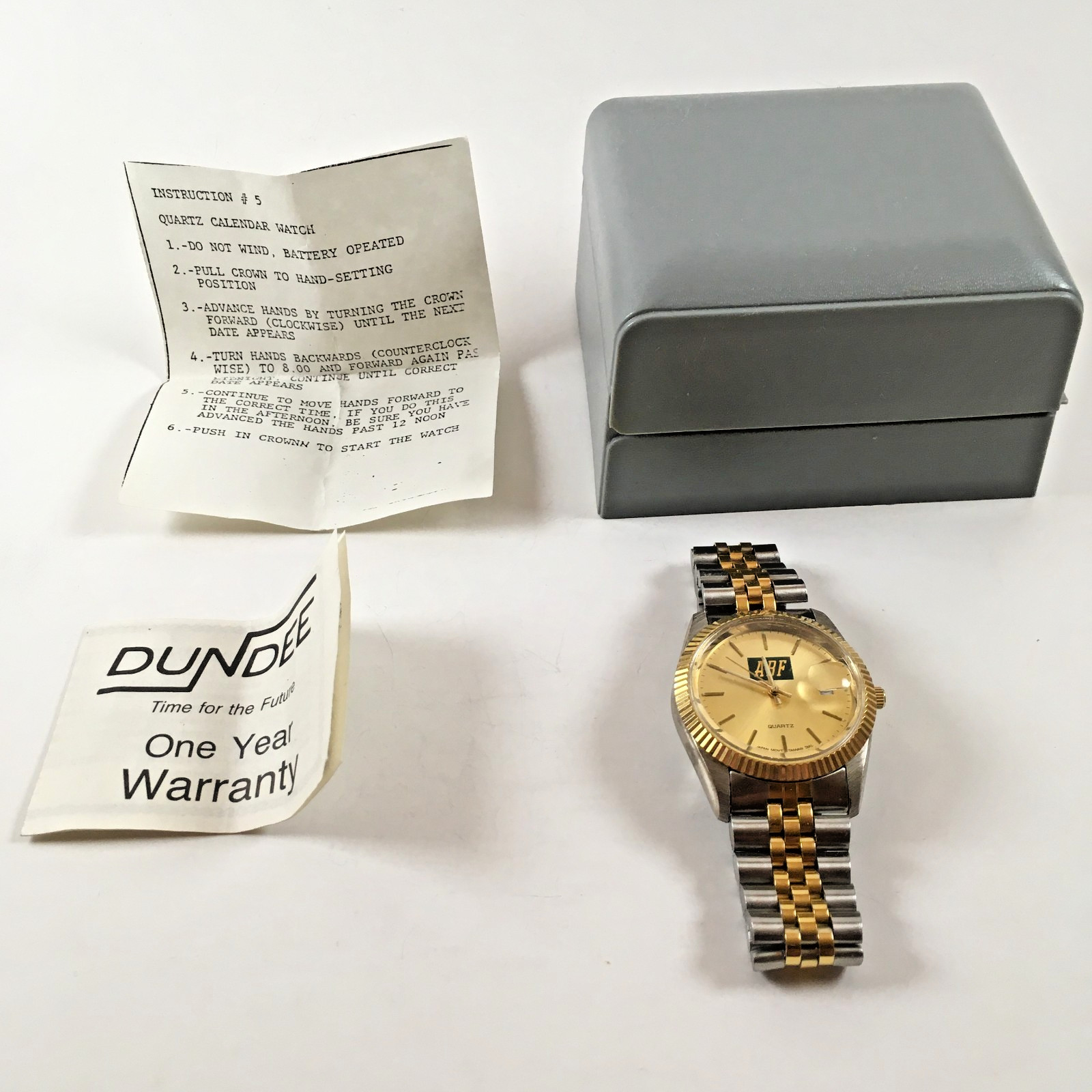 ABF Freight Trucking Quartz Calendar Watch Dundee Watch Co. Vintage Wristwatch