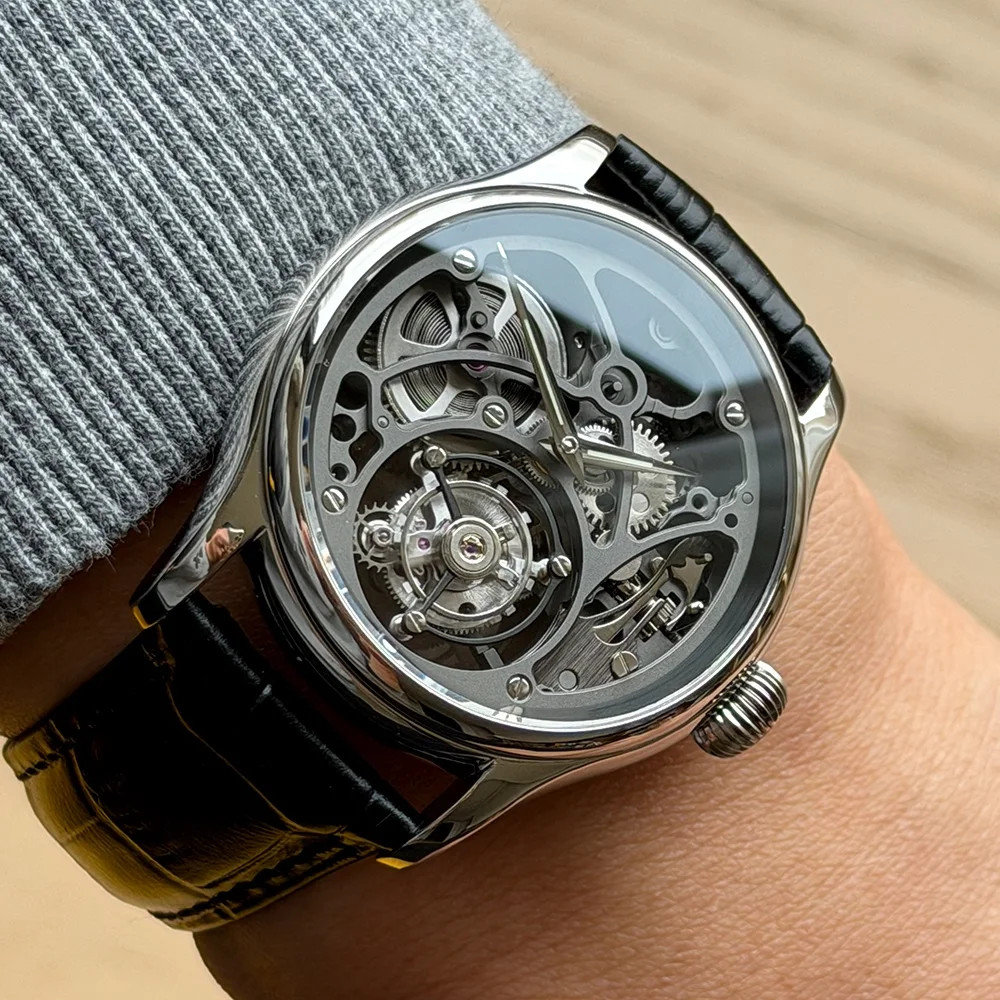 Merkur Tourbillon Watch Purple Business Mechanical Hand Winding Sapphire 42mm Me