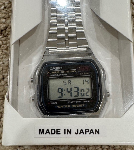 Casio A159WA-N1JH Made in Japan Vintage Digital Watch NEW Box Retro Alarm Chrono