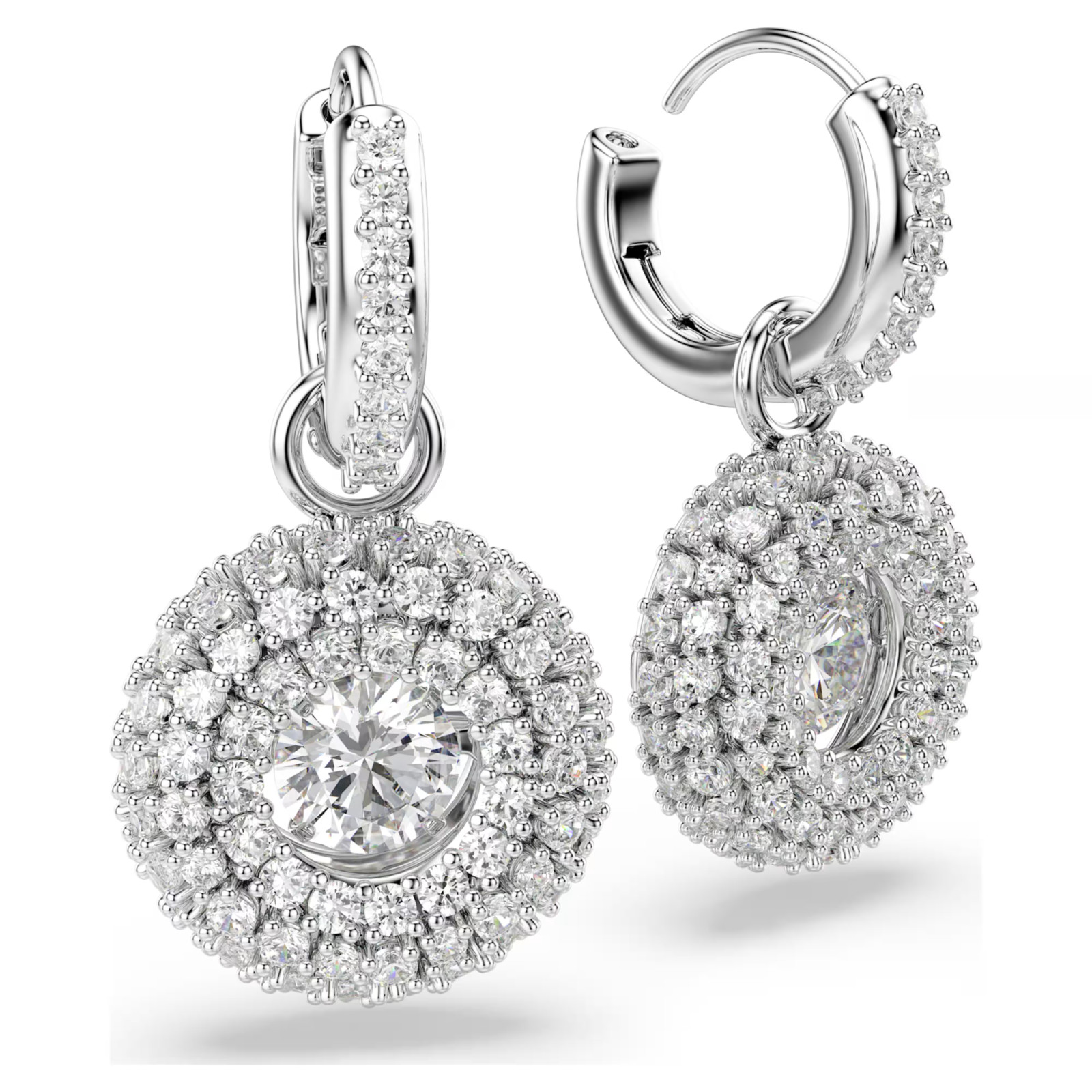Swarovski Sublima drop earrings Round cut, White, Rhodium plated 5738193