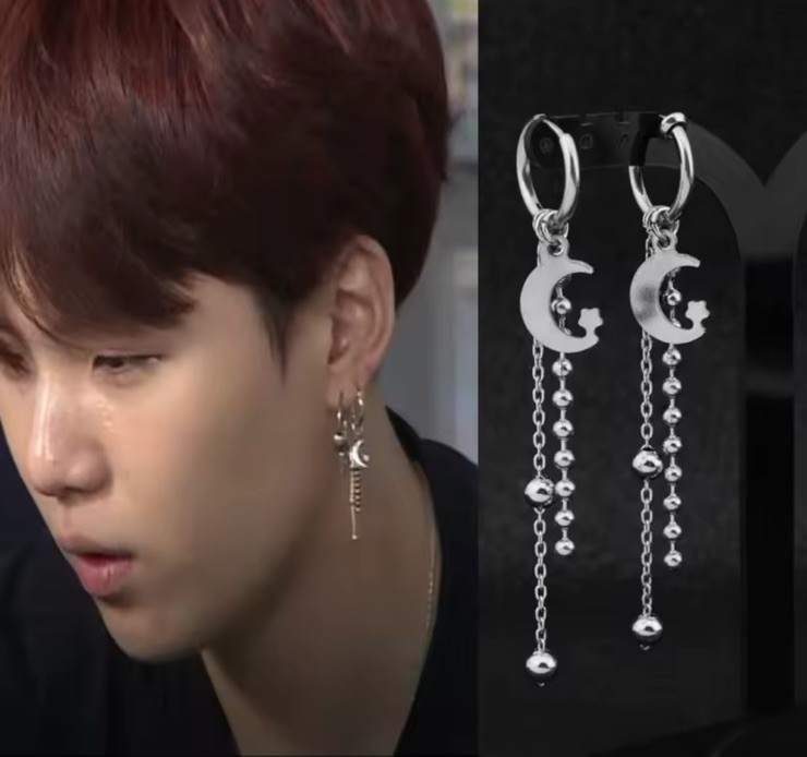 Suga Yoongi BTS Earrings Korean Fashion Jewelry Jewellery Merch Kpop Bangtan