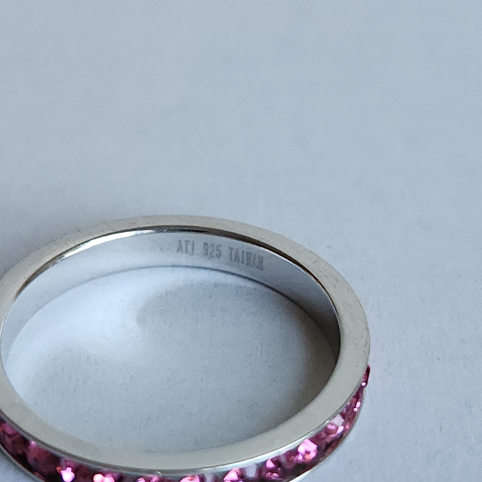 ATI Sterling Silver Pink CZ Eternity Ring – Size 9 – Stamped 925